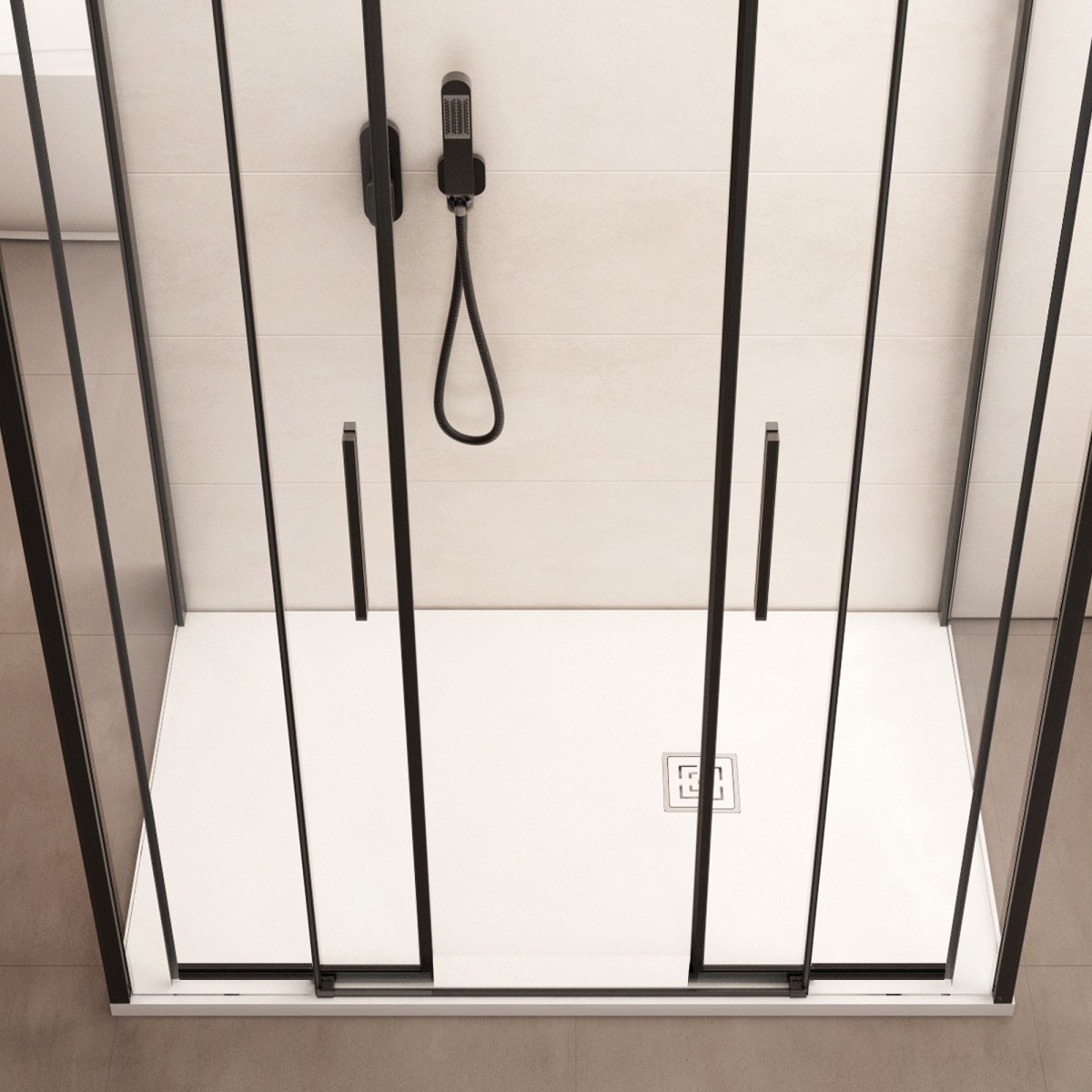 Box doccia due lati con profili neri LAGOA cristallo 6mm trasparente
