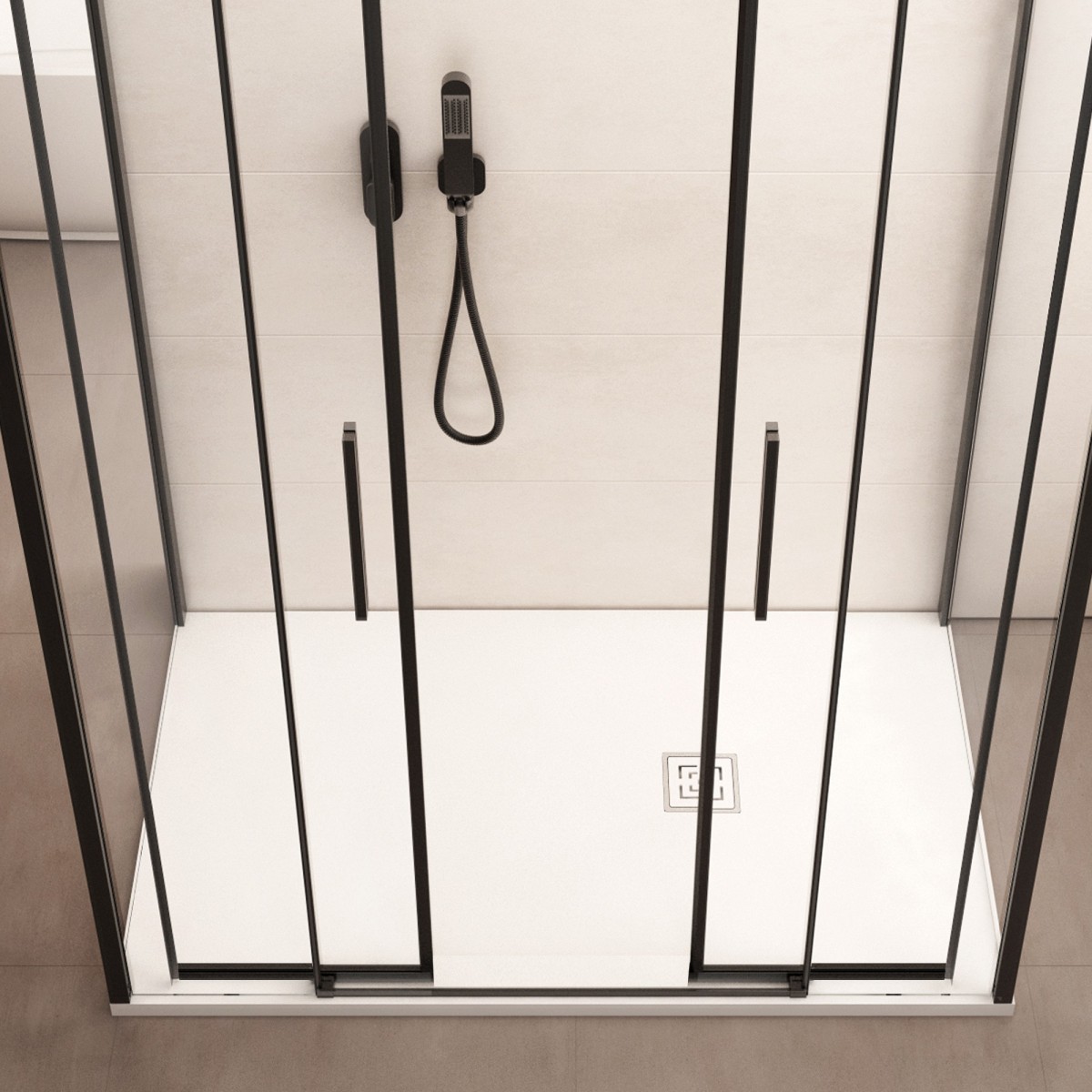 Cabine de douche double face avec profilés noirs LAGOA en...