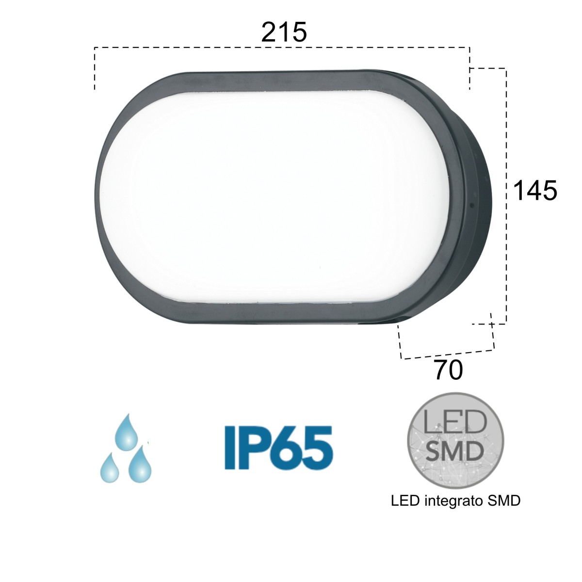 15W anthrazitfarbene LED-Außendeckenleuchte Shirley Round