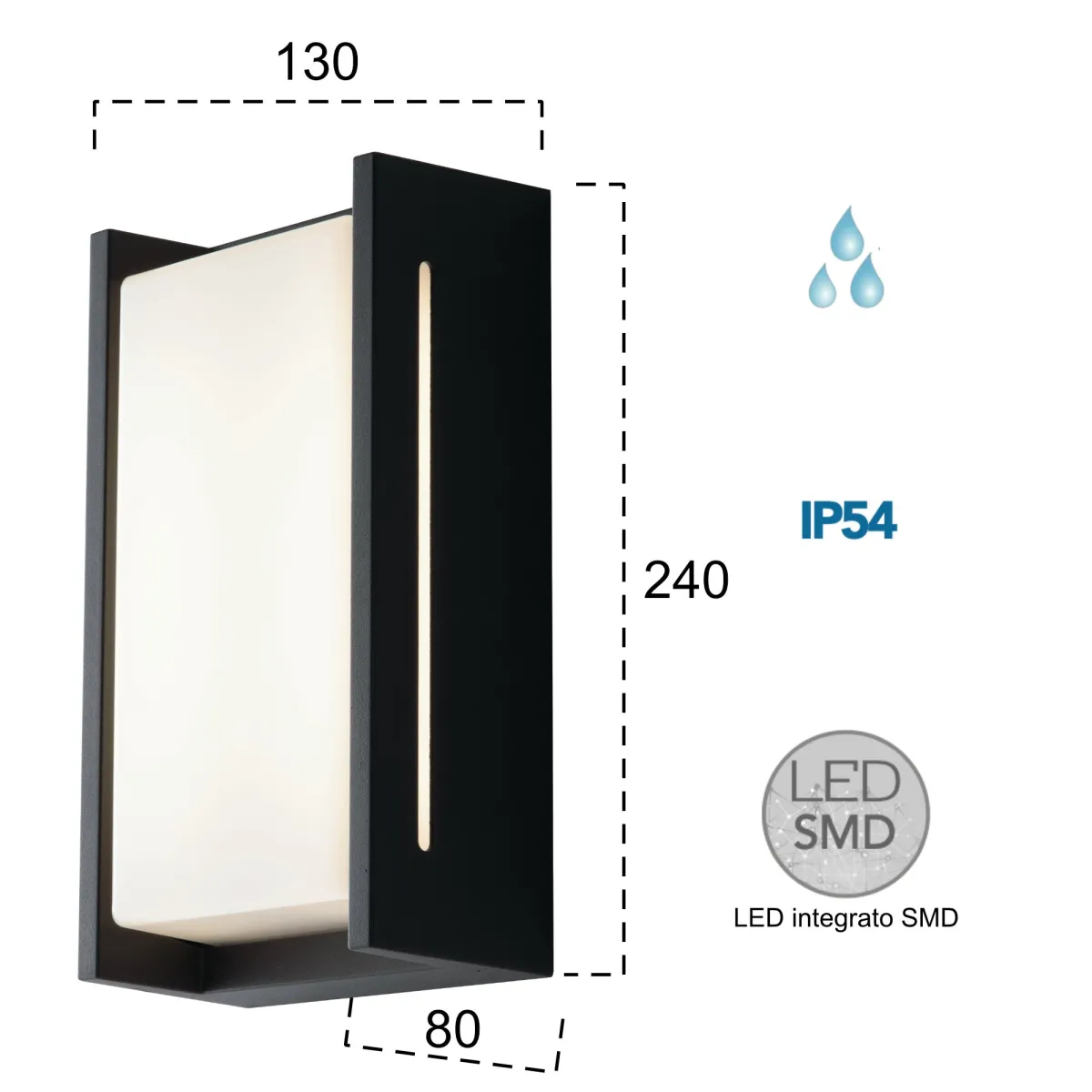Applique da parete per esterno 18W a led antracite  Square