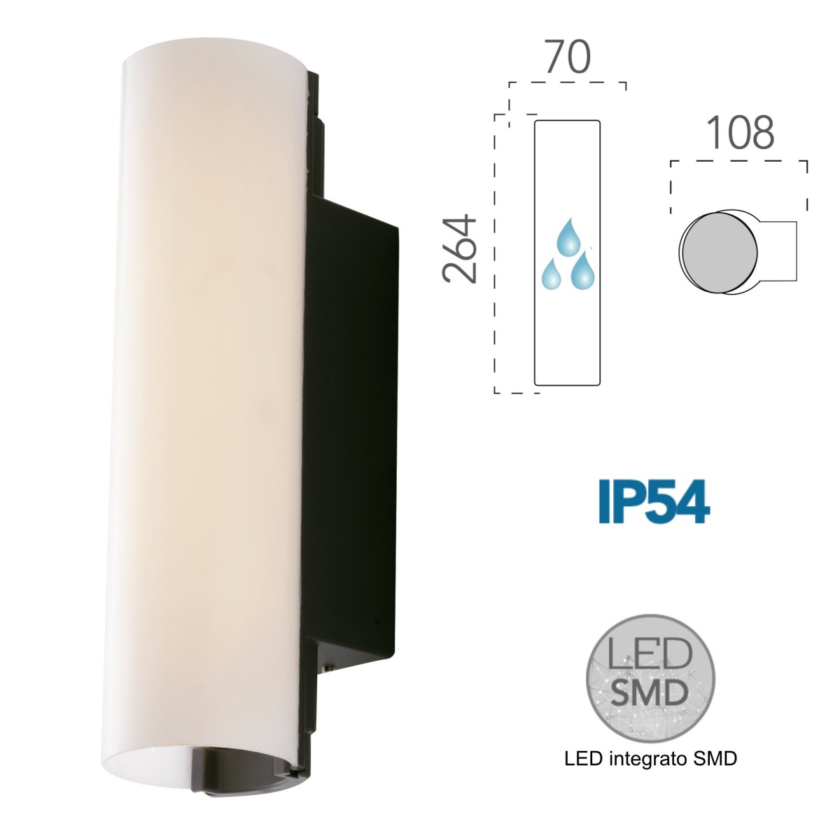 12W anthrazitfarbene LED-Außenwandleuchte Tube