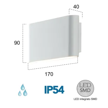Applique murale extérieure à DEL à double émission blanche | Mondialshop