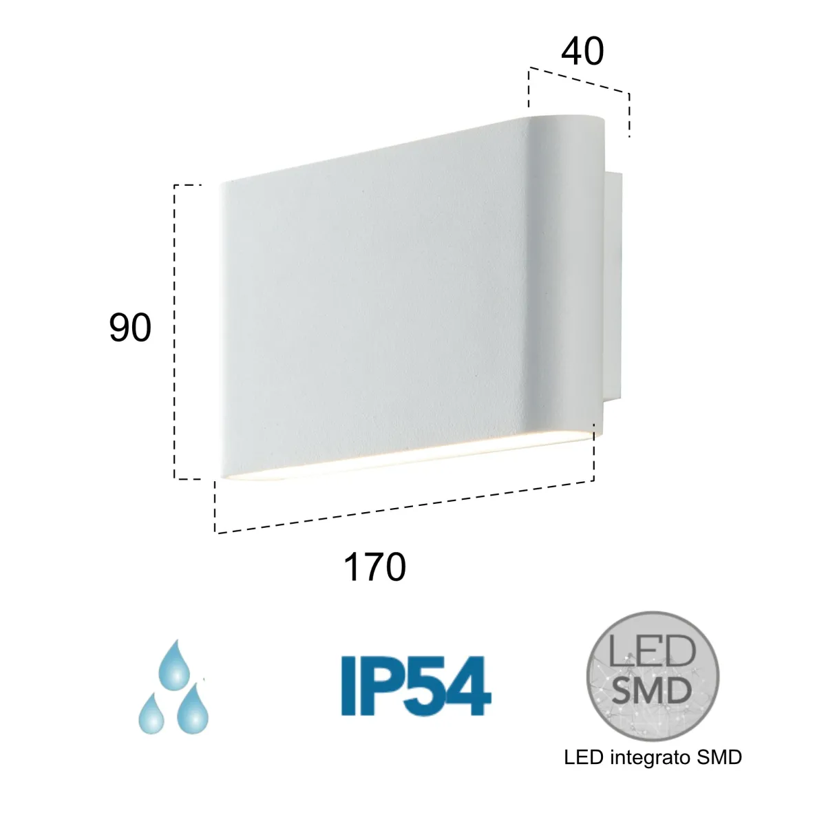 Applique da parete per esterno 2x5w a led a doppia emissione bianca Book