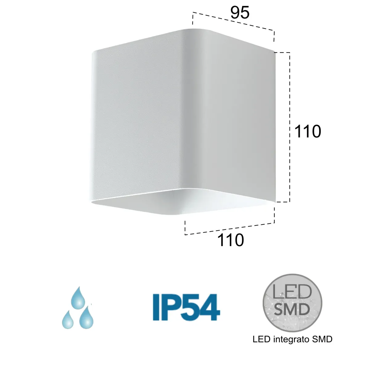Applique da parete per esterno 7w a led a doppia emissione bianca Cube