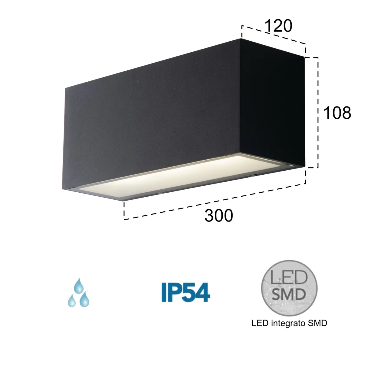 Applique murale extérieure anthracite 40W