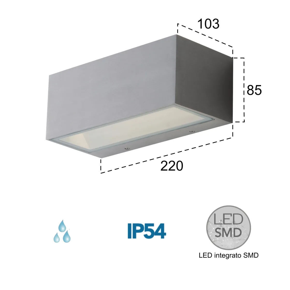 Applique da parete per esterno 40W nickel Box