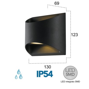 7W LED-Außenwandleuchte mit Doppelemission im schwarzen Stil