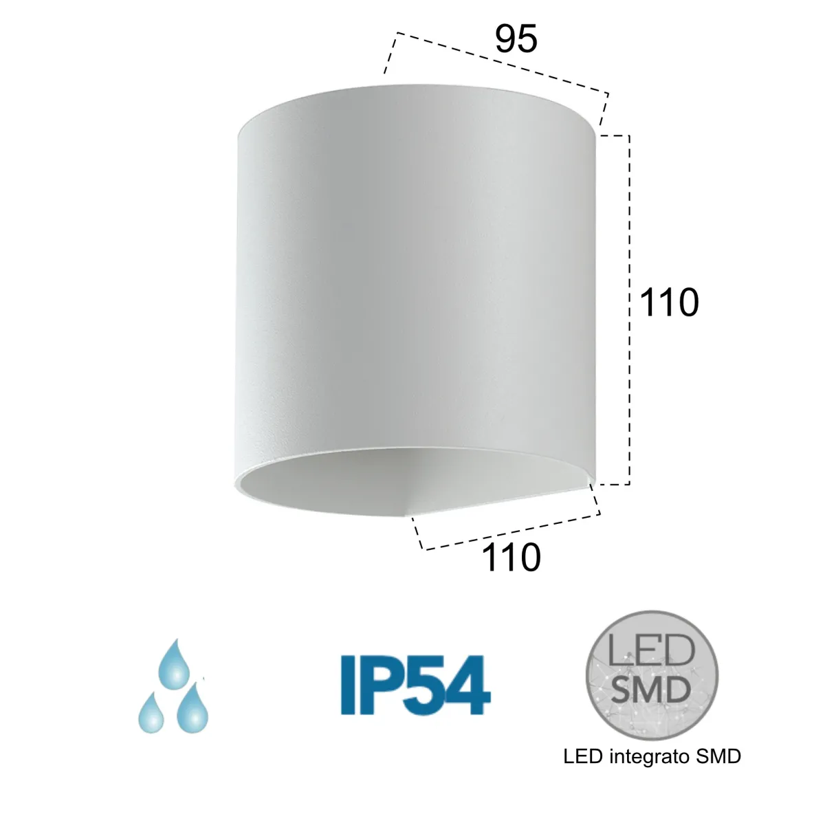 Applique da Esterno LED Biemissione Bianca o Nera |...