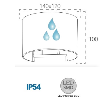 Applique da parete per esterno 2x5W a led doppia emissione bianca Marg