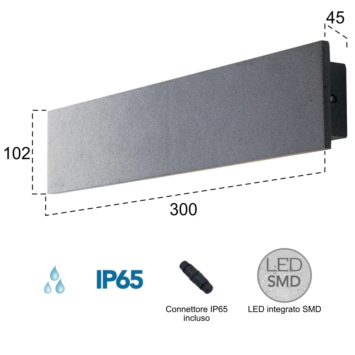 Applique murale extérieure LED grise ou blanche |...