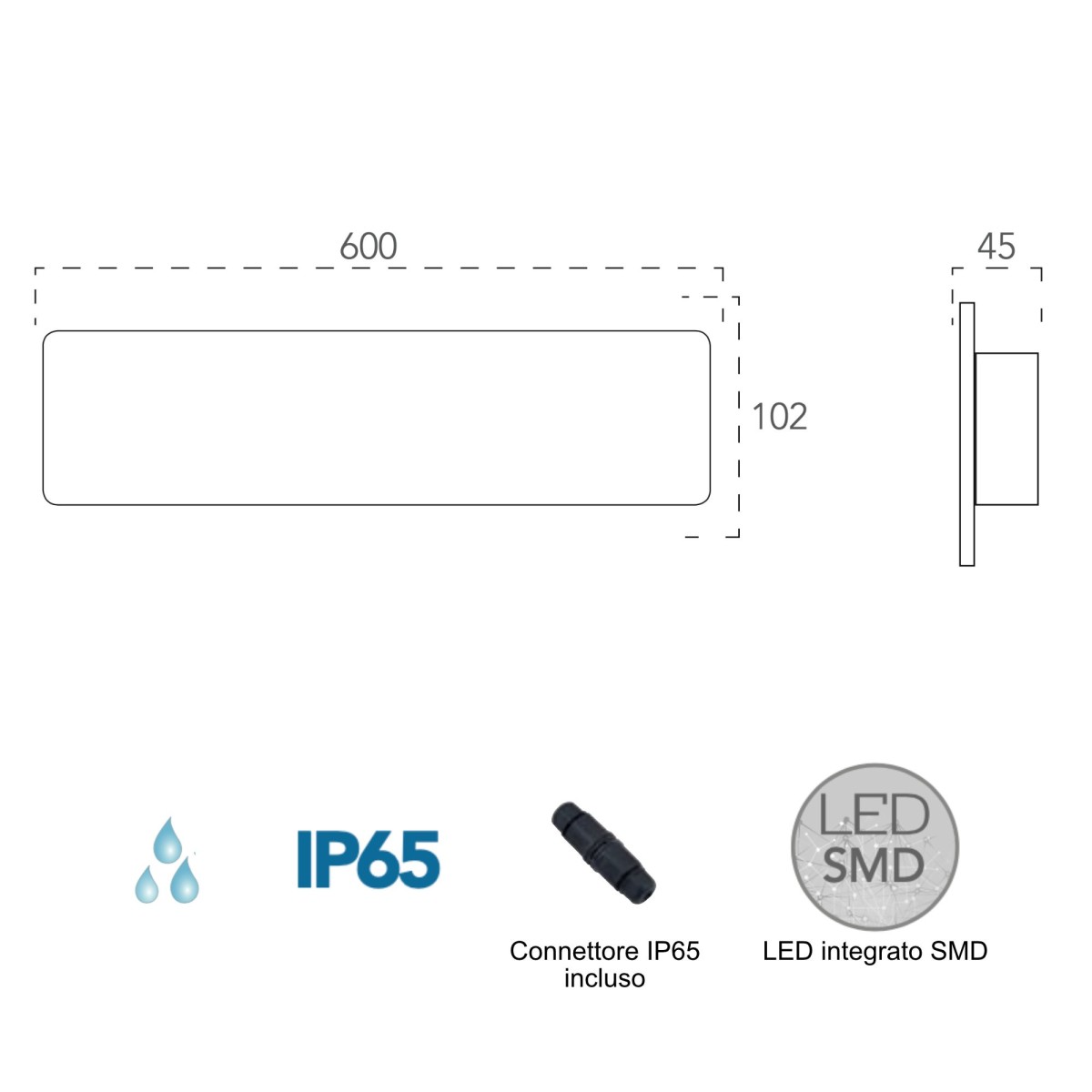 Applique d'extérieur double émission blanche Borg 20W