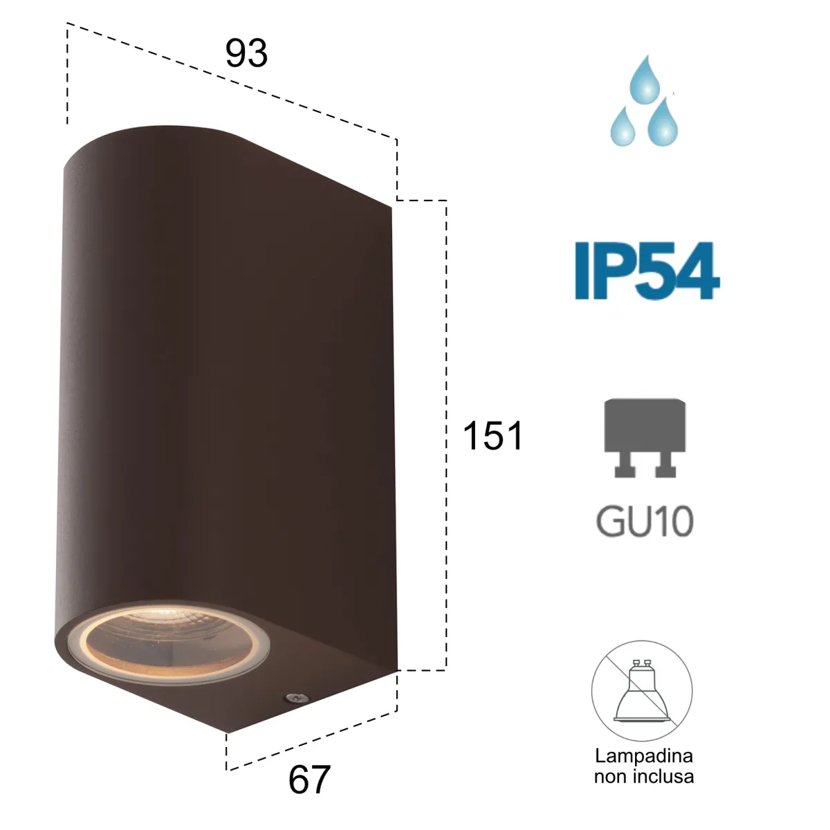 Applique da parete per esterno 2x35W GU10 corten Simply