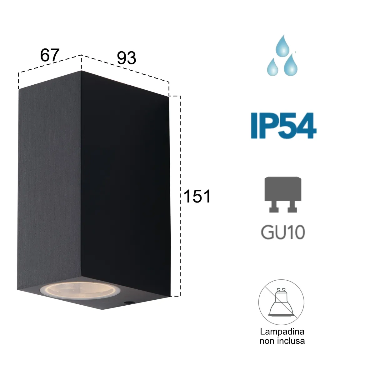 Außenwandleuchte 2x35W GU10 Anthrazit Cubby