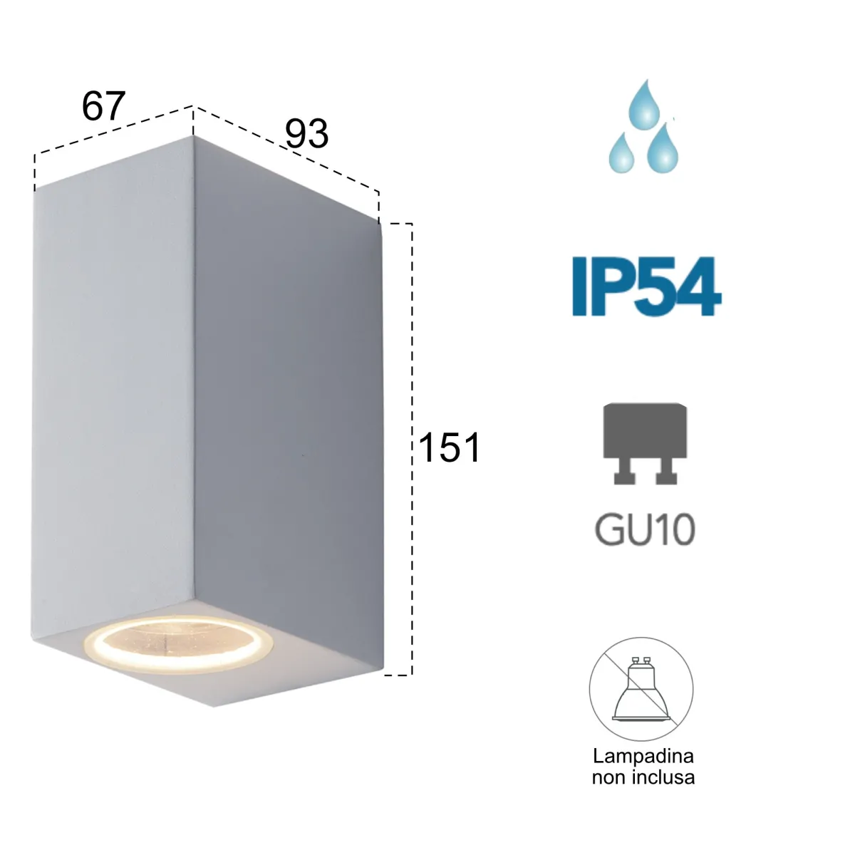 Applique da parete per esterno 2x35W GU10 bianca Cubby