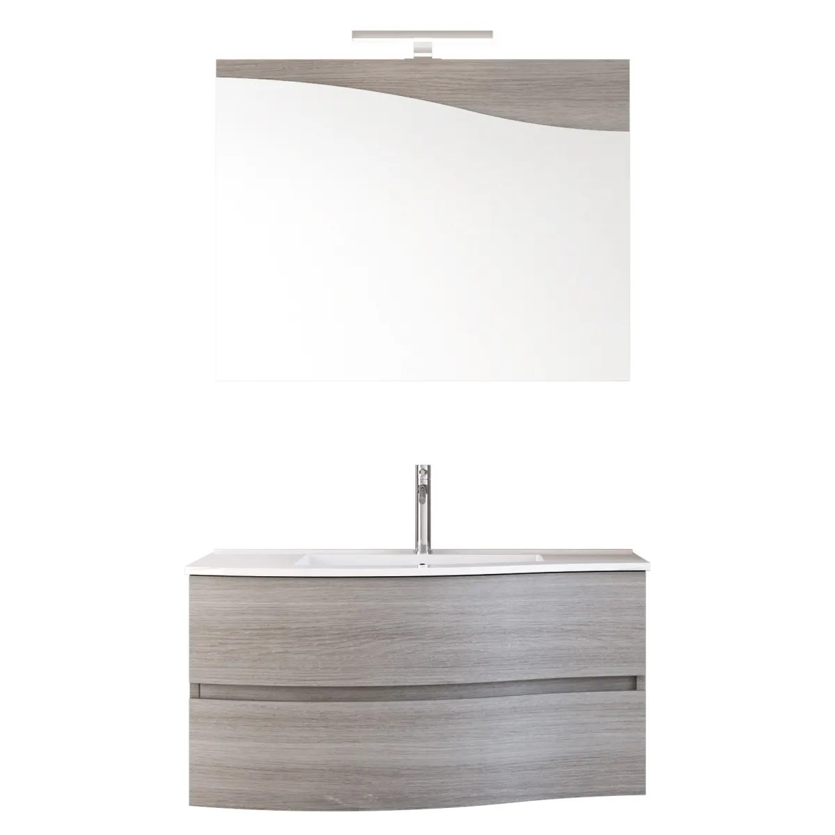 Mobile bagno sospeso 90cm legno eucalipto grigio Mood-762