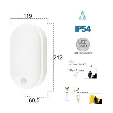 Plafoniera per Esterni LED 14W con Sensore | Mondialshop