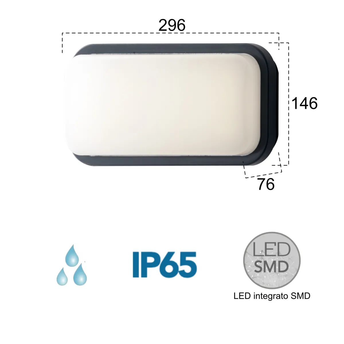 Plafoniera per esterno 20W a led antracite Shirley