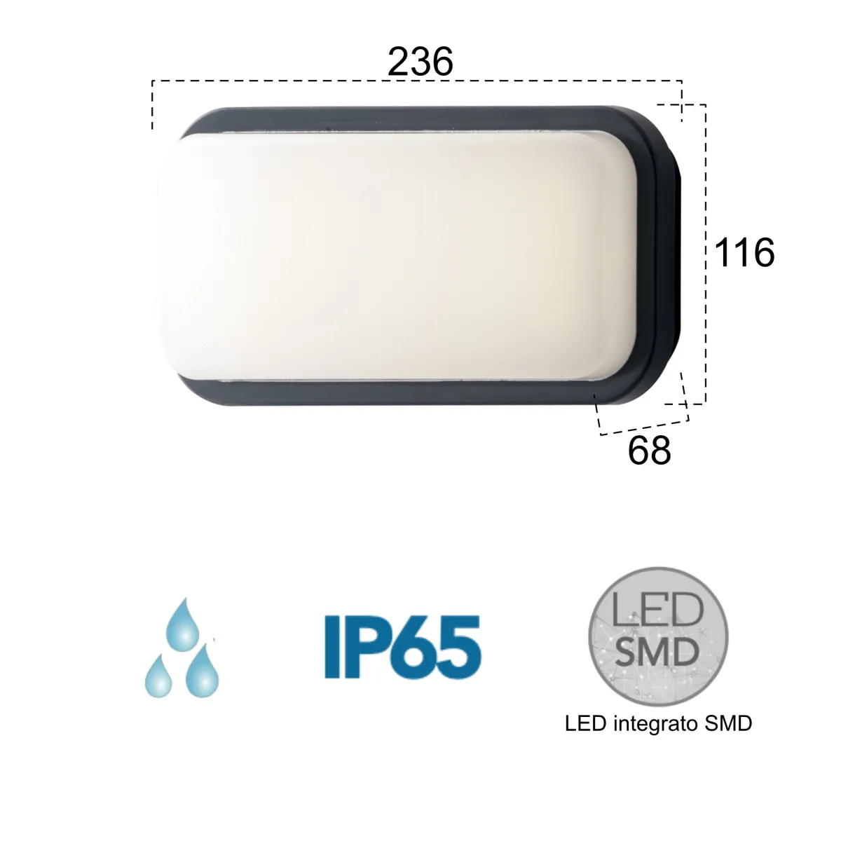 Plafoniera per esterno 15W a led antracite Shirley
