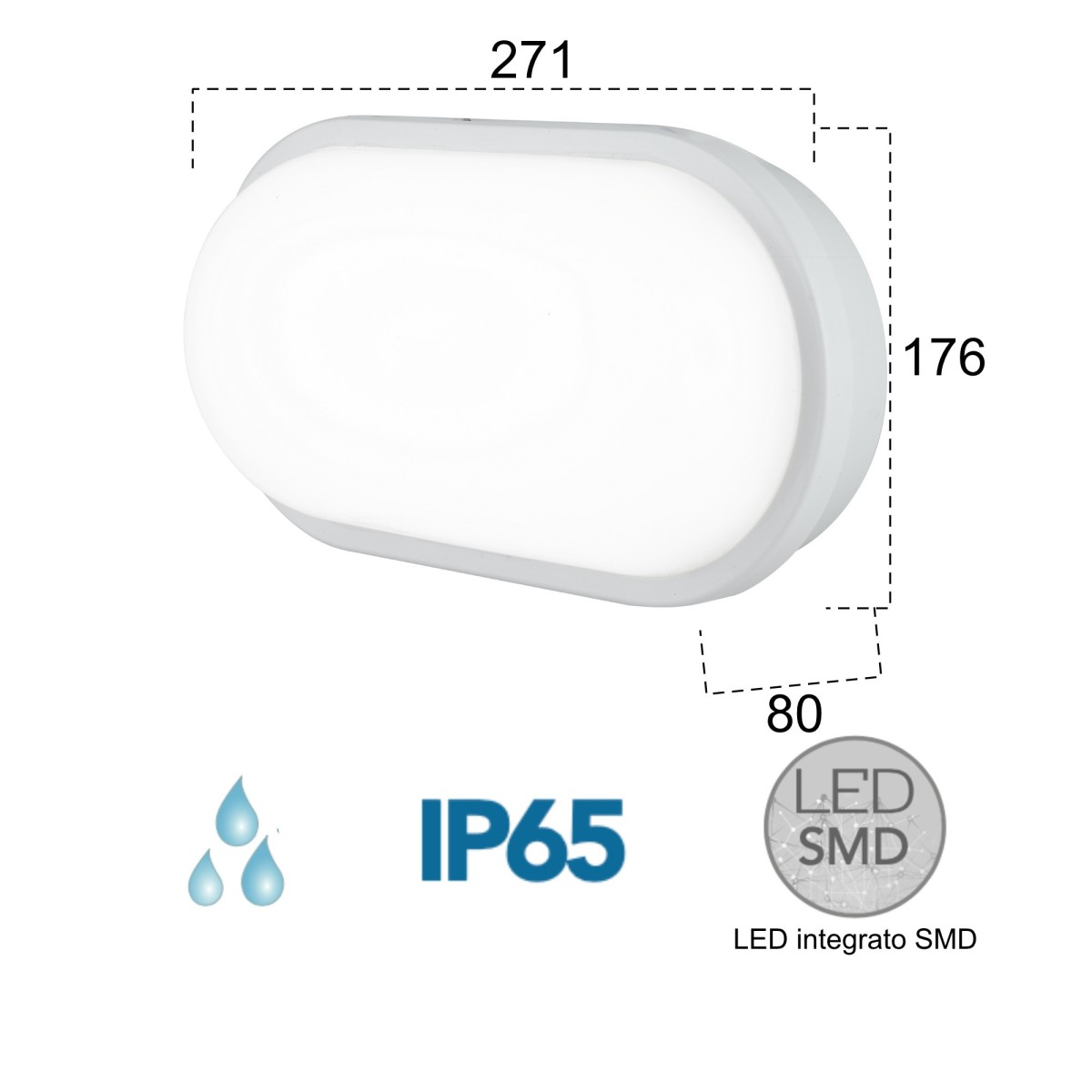 Plafoniera per esterno 20W a led 3000K bianca Shirley Round