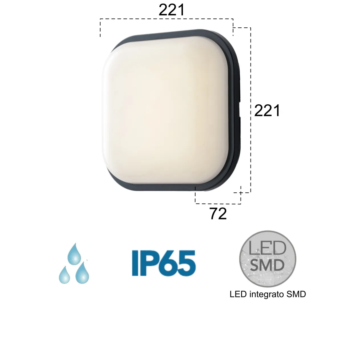 Plafoniera per esterno 30W a led antracite Meg
