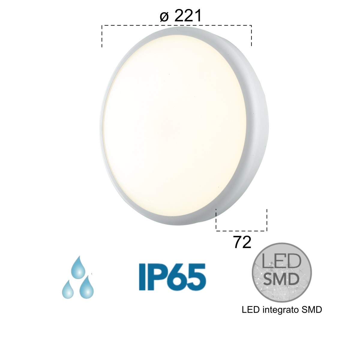 20W 3000K weiße Meg Round LED-Außendeckenleuchte