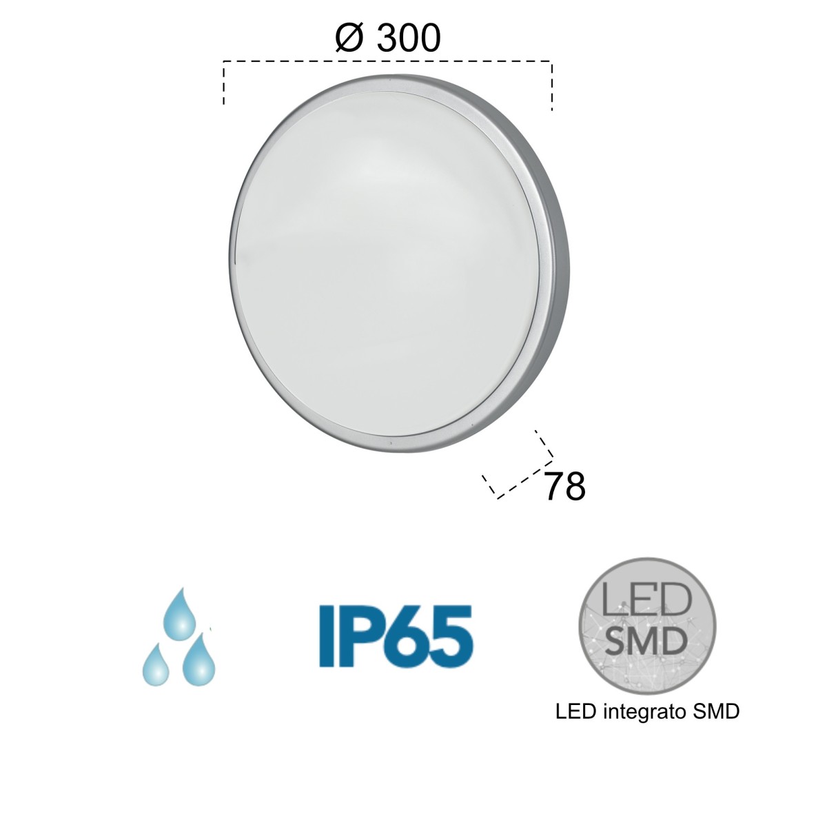 Plafonnier LED argent