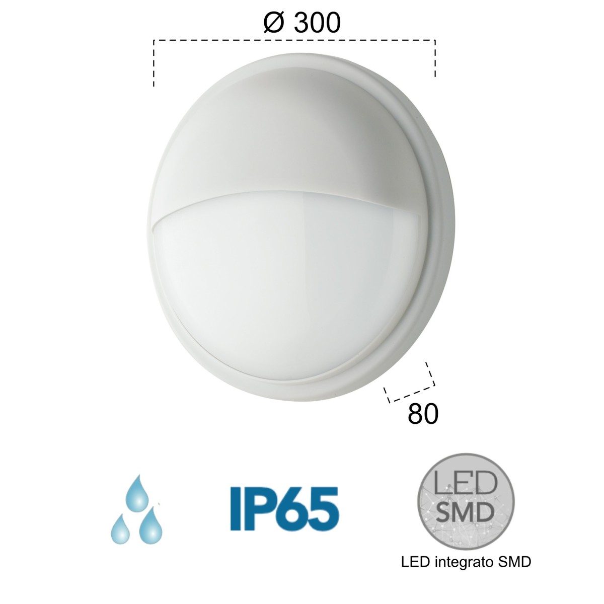 30W LED-Außendeckenleuchte mit weißem Augenlid Meg