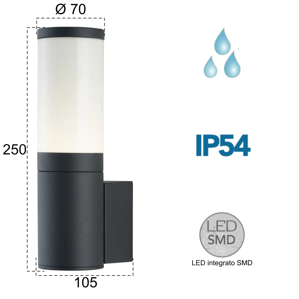 Applique da parete per esterno 13W a led antracite Explorer
