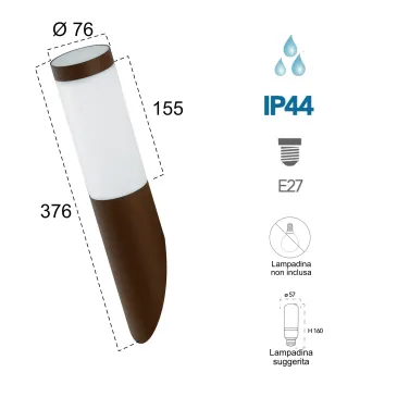 Applique murale moderne TOKYO en acier inoxydable finition bronze 1 xE27 max 60W