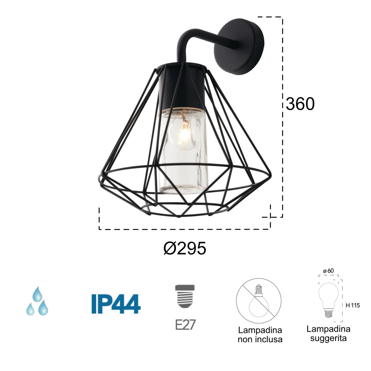 Applique murale extérieure E27 60W | Mondialshop