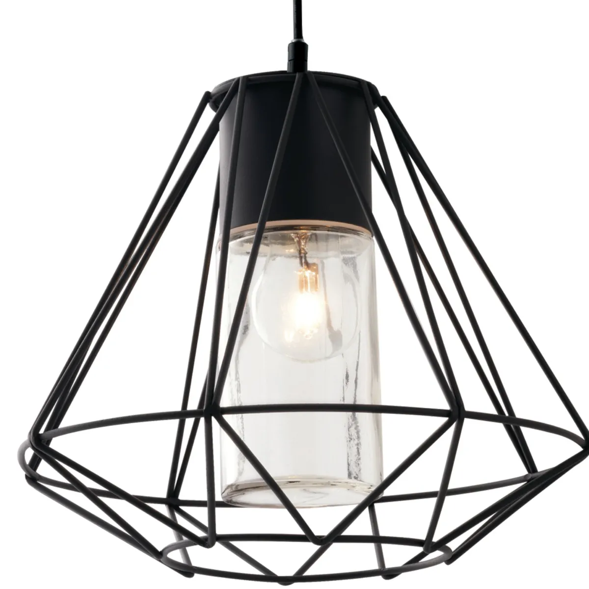 Lampe à suspension 60W E27 noir Drax
