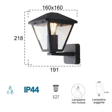 Applique per Esterni Antracite E27 Up | Mondialshop