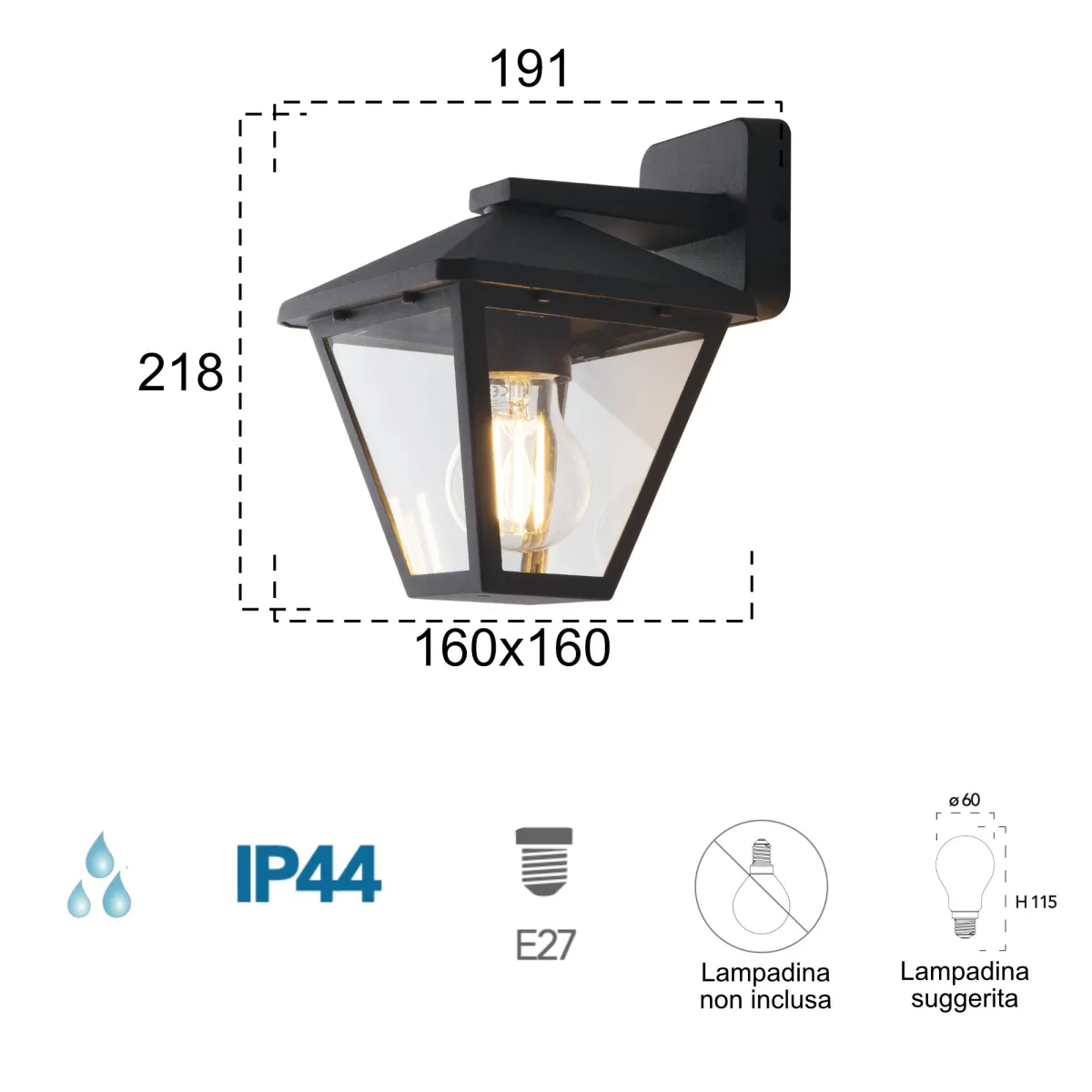 Applique murale extérieure anthracite E27 | Mondialshop