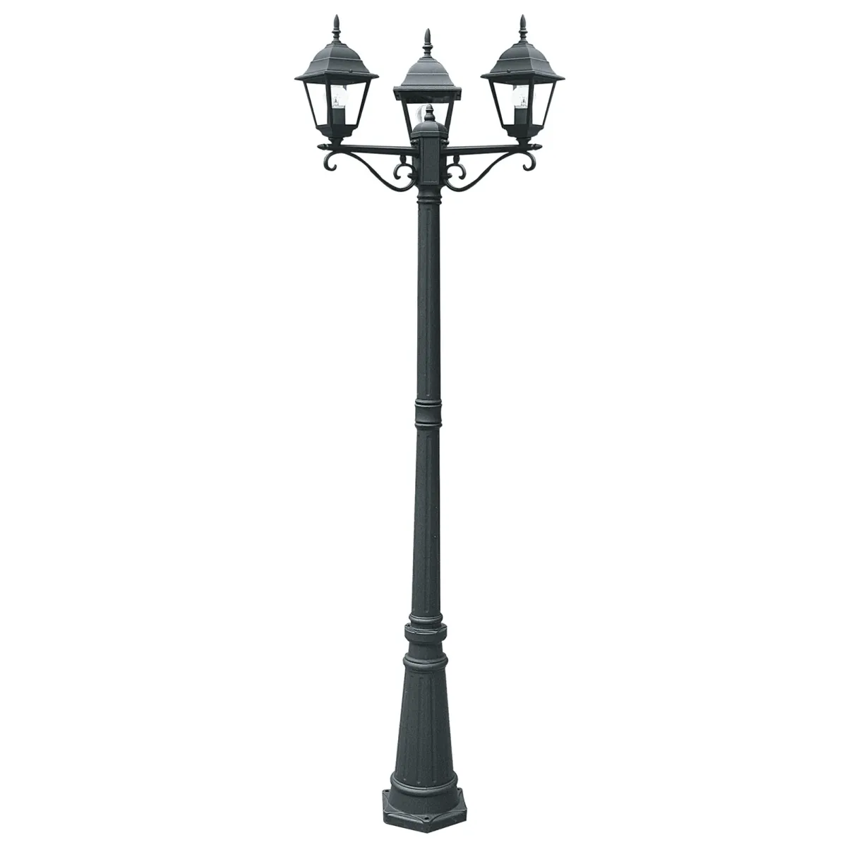 Palo luce per esterno 3x60W E27 nero Paris