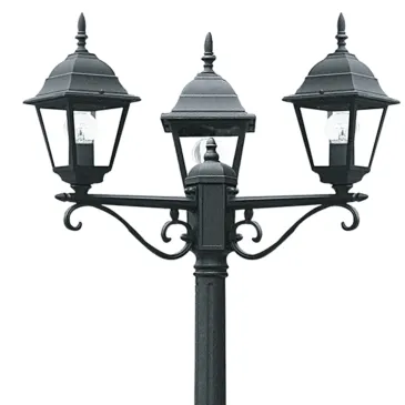 Palo luce per esterno 3x60W E27 nero Paris
