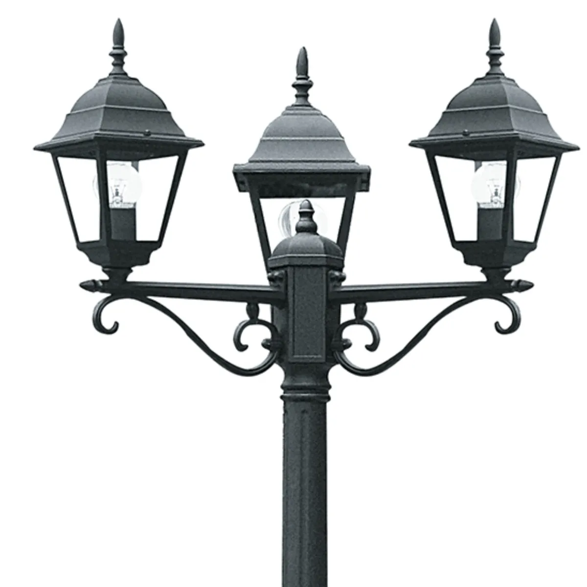 Palo luce per esterno 3x60W E27 nero Paris