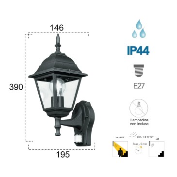 Lanterne d'extérieur avec capteur | Mondialshop