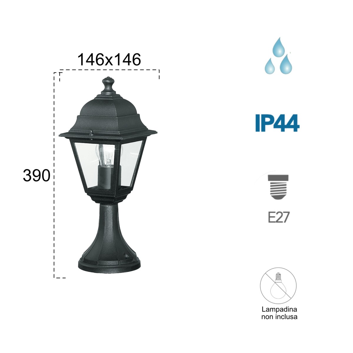 Lampioncino Esterno E27 Stile Parigino | Mondialshop