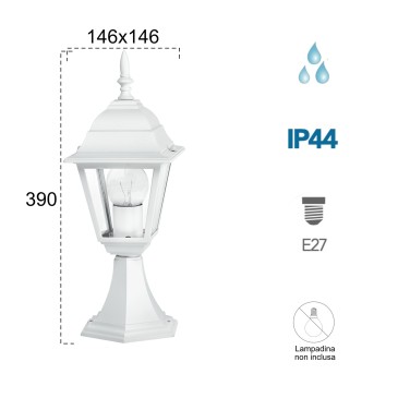 Lanterna da terra per esterno 60W E27 bianca Paris