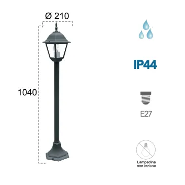 Lampione Esterno E27 Stile Parigino | Mondialshop