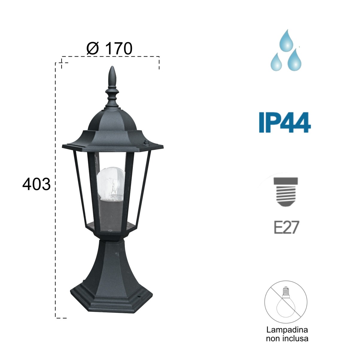 Lampe d'extérieur E27 style parisien | Mondialshop