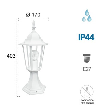Lanterna da terra per esterno 60W E27 bianca London