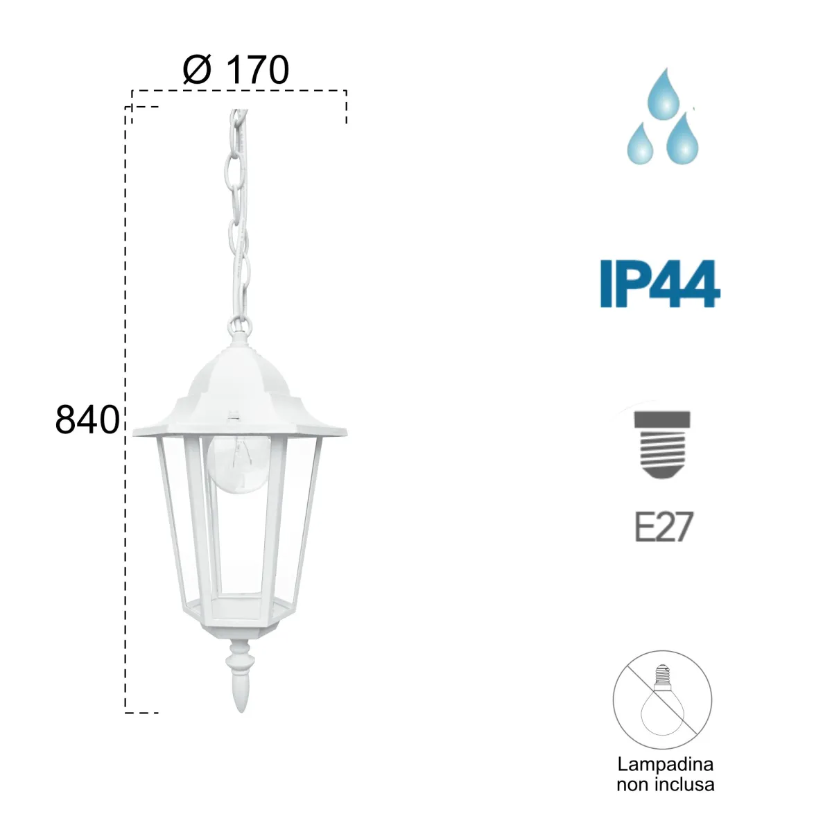 Hängeleuchter 60W E27 weiß London