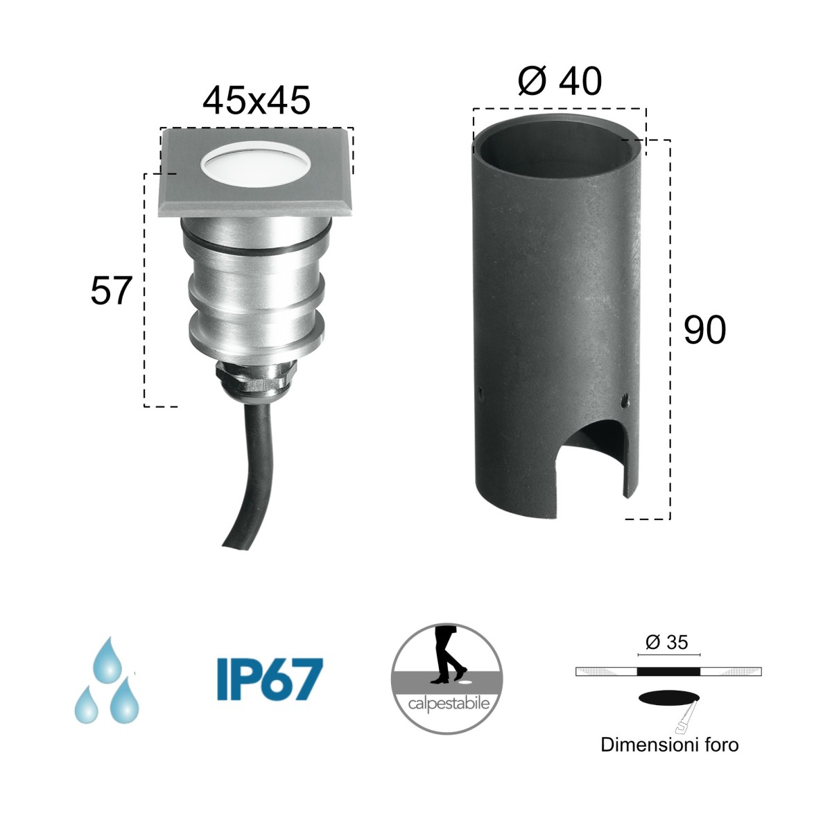 Faretto Segnapassi LED 3W Incasso Nichel | Mondialshop
