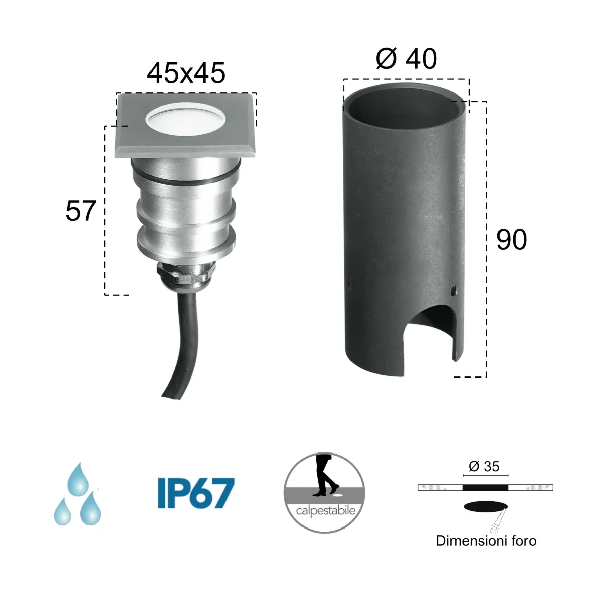 Faretto Segnapassi LED 3W Incasso Nichel | Mondialshop
