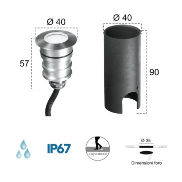 2W LED-Einbau-Stufenleuchte