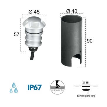 Encastré 3W 3000K led steplight quadruple émission broche nickel