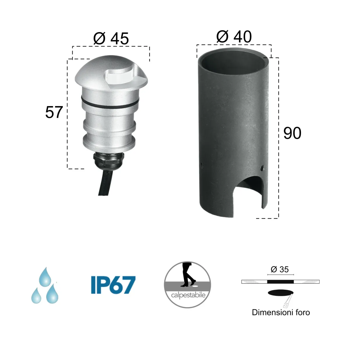 Faretto Segnapassi LED 3W Nichel | Mondialshop