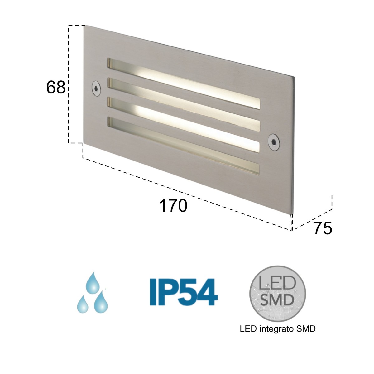 INC BOLT GRILL 8031440363532 Fan Europe Éclairage Spot Applique avec grille en aluminium BOLT