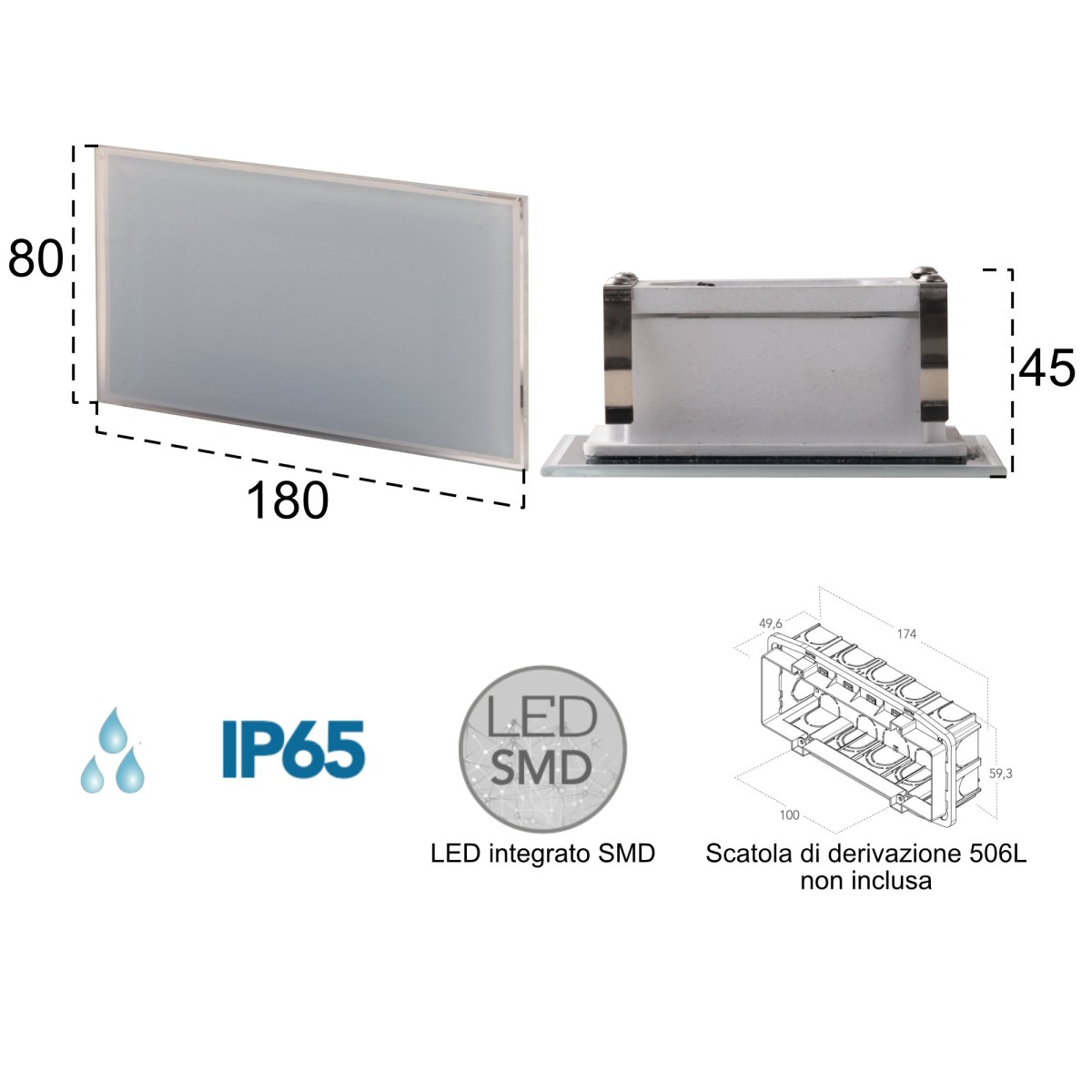 Segnapassi da incasso 5W a led bianco Slate